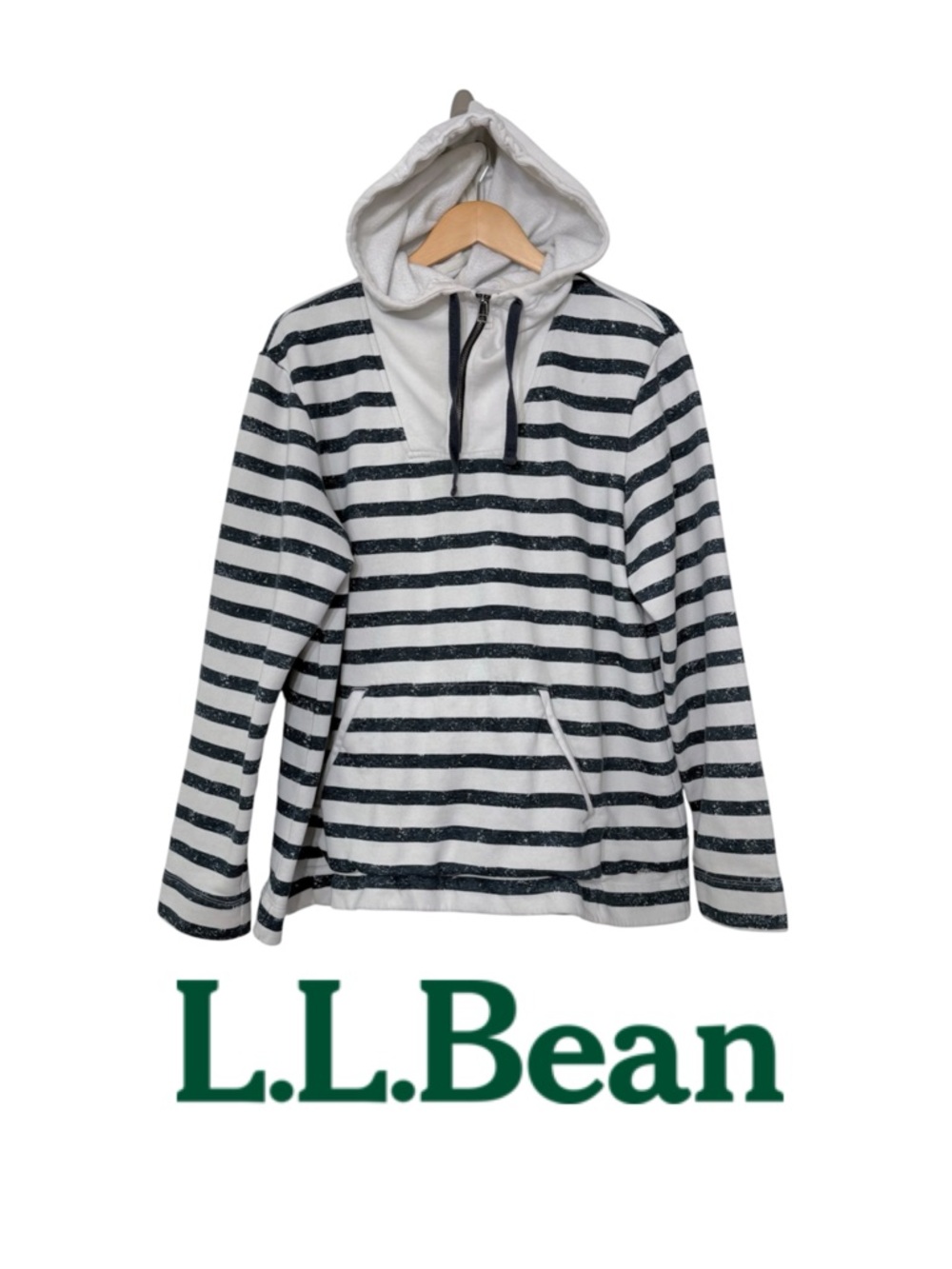L.L. Bean Signature Key Sweatshirt 1/4 Zip‎ Hoodie Coastal Stripe Women's XL